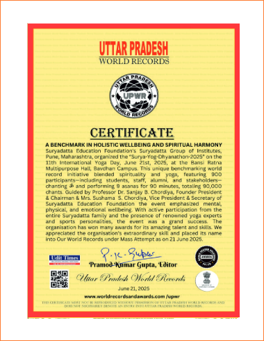 Suryadatta Enters Uttar Pradesh World Record for Surya Yog Dhyanathon 2025