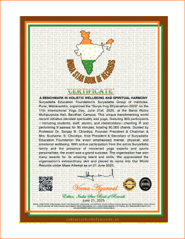 Suryadatta Enters Indian Star World Records for Surya Yog Dhyanathon 2025